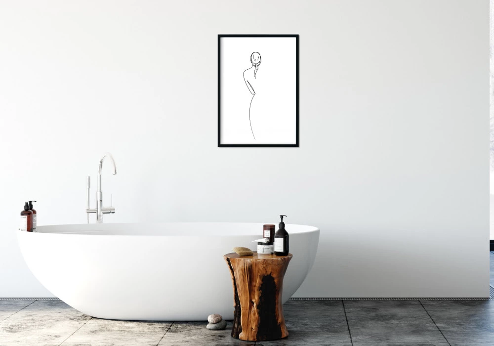 Poster silhouette de femme nue de dos en dessin au trait
