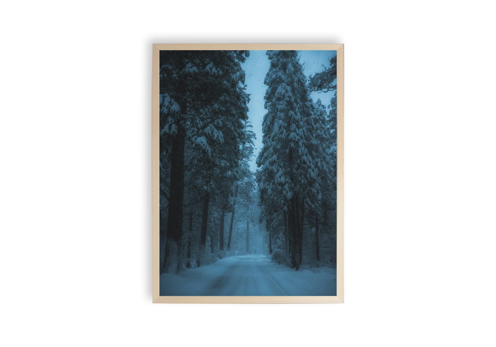 Ce poster capture une route isolée bordée d'arbres enneigés, parfait pour sublimer votre intérieur. Apportez une touche apaisante à votre maison avec cette image d'hiver sereine, idéale pour les amoureux de la nature et les amateurs d'affiches artistiques.