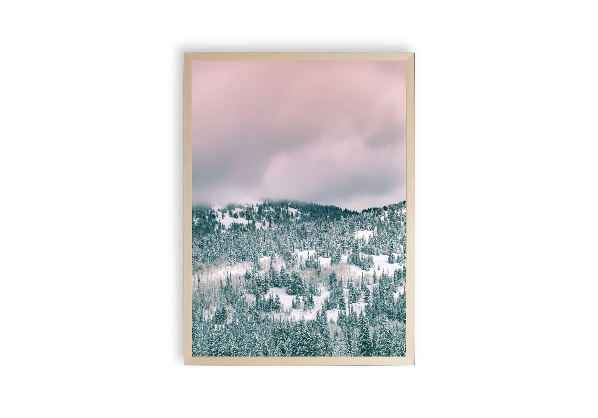 Affichez chez vous ce magnifique poster d'un paysage enneigé. Parfait pour embellir l'intérieur de votre maison avec une touche de nature sereine. Cet art mural créera une ambiance apaisante dans n'importe quelle pièce, grâce à ses tons doux et harmonieux.