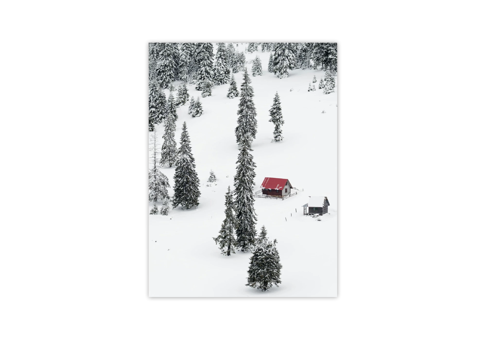 Découvrez la sérénité de l'hiver avec ce poster captivant d'une maison isolée au cœur de la neige. Parfait pour décorer l'intérieur de votre maison, ce cadre captivant évoque tranquillité et nature. Les affiches idéales pour ceux qui aiment la saison hivernale et l'art minimaliste.