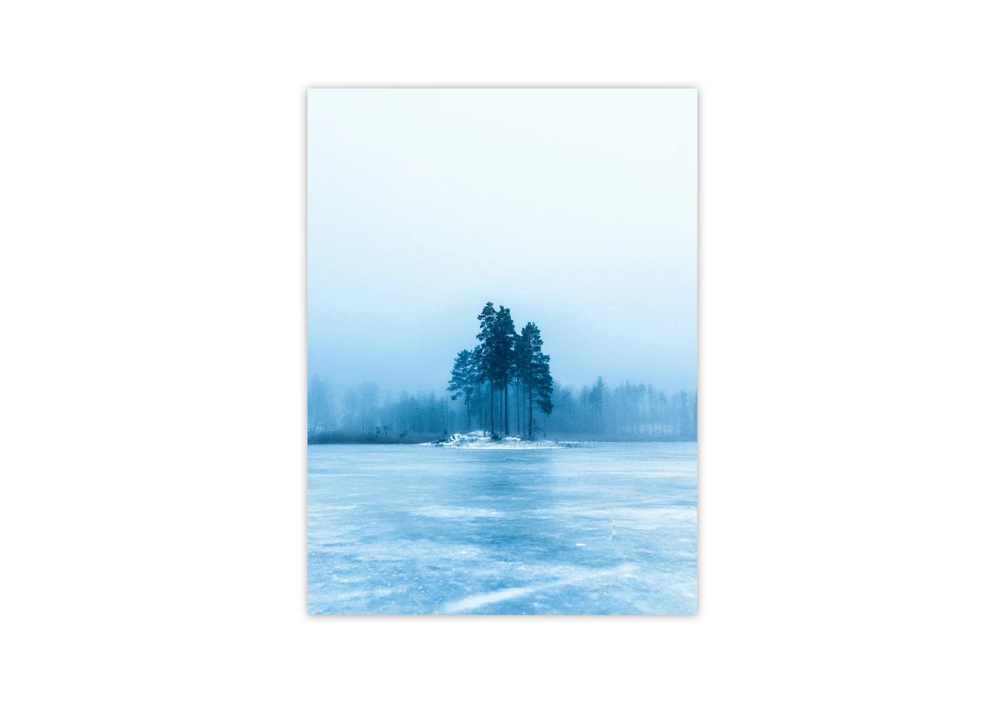 Découvrez cette affiche captivante d'un paysage hivernal serein, idéale pour embellir votre intérieur. Ce poster cadre met en valeur une scène de nature gelée, apportant une touche de tranquillité et d'élégance à votre maison avec ses tons bleus apaisants.