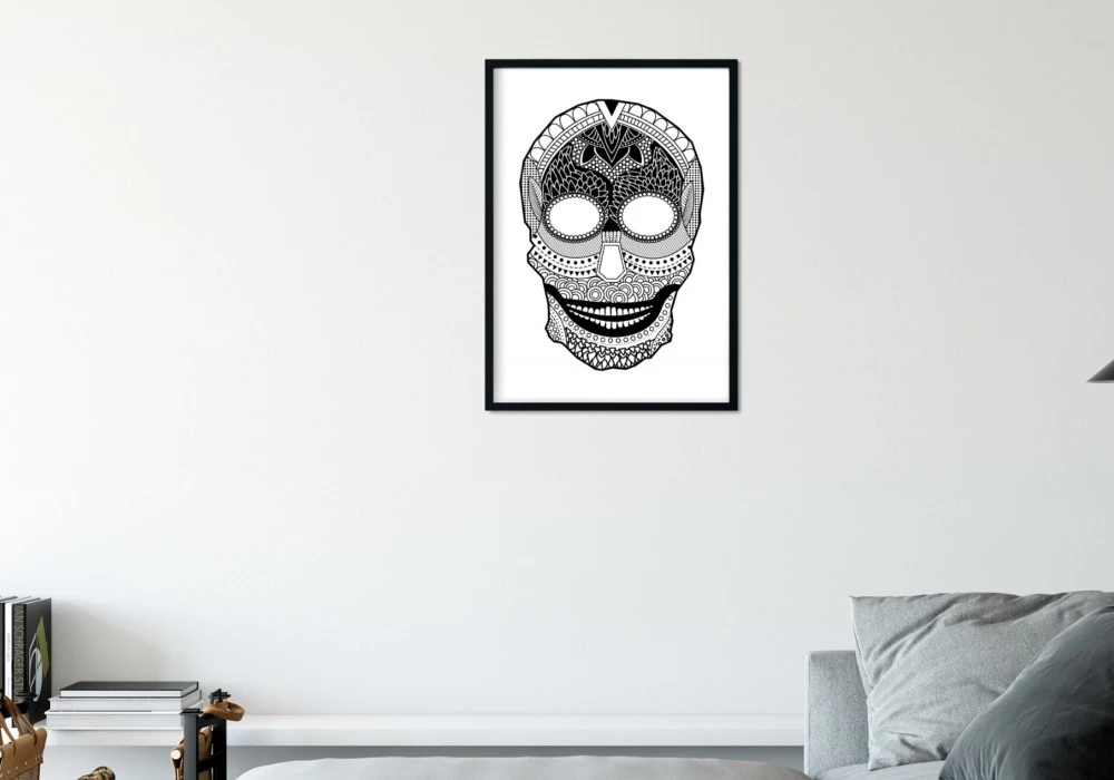 Poster de la fête des morts tete de mort mandala