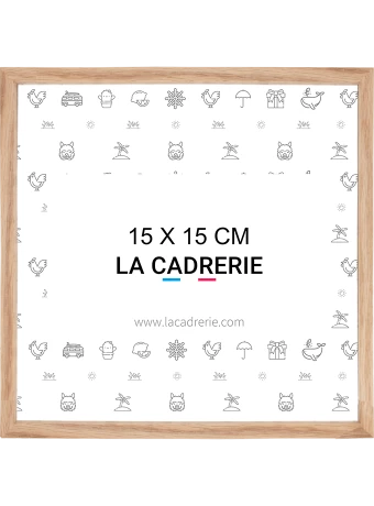 Cadre photo 15x15 cm en bois de chêne et de couleur naturelle.