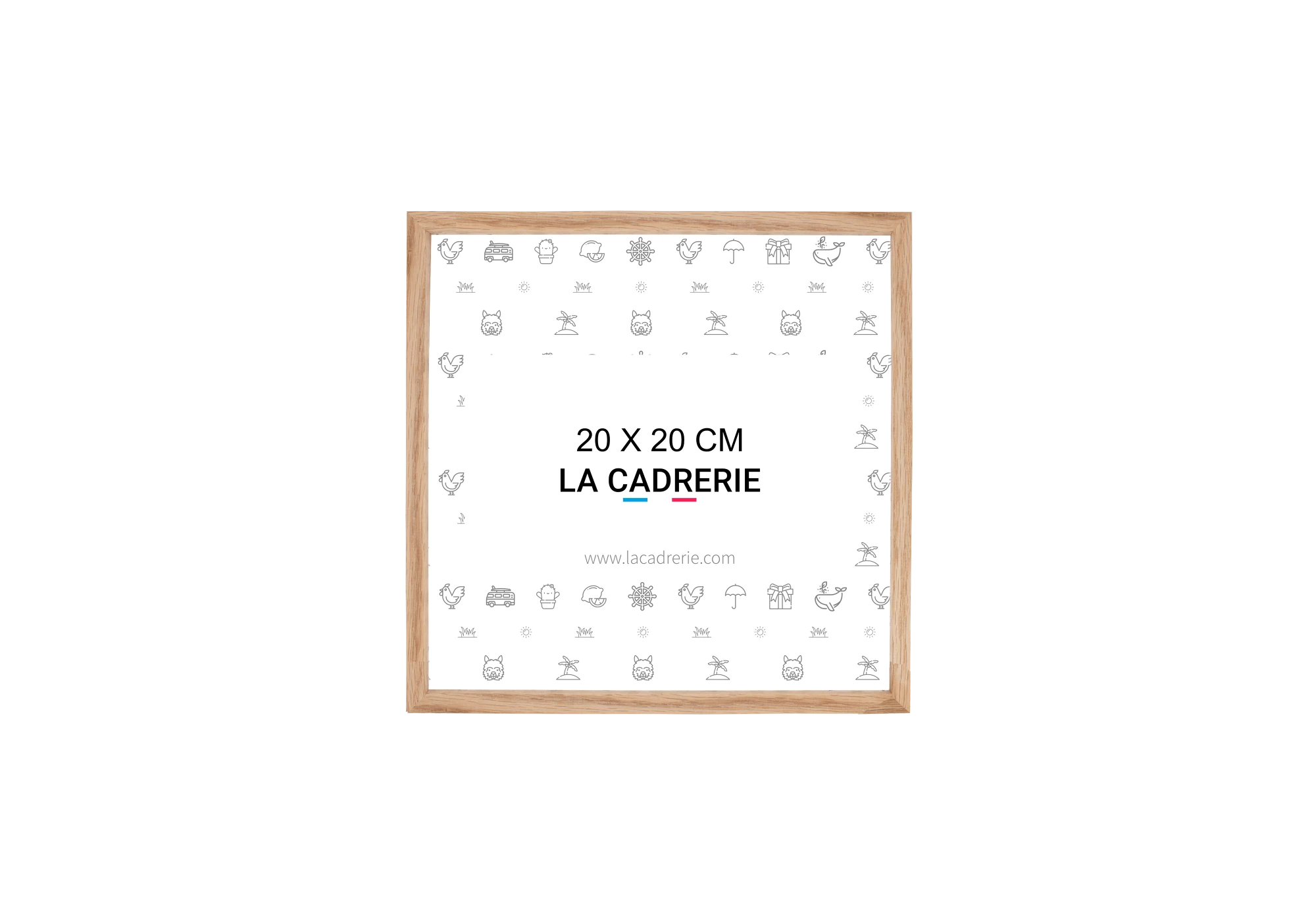 Cadre photo en bois de chêne de teinte naturelle pour encadrer vos photos et posters de dimensions 20x20 cm