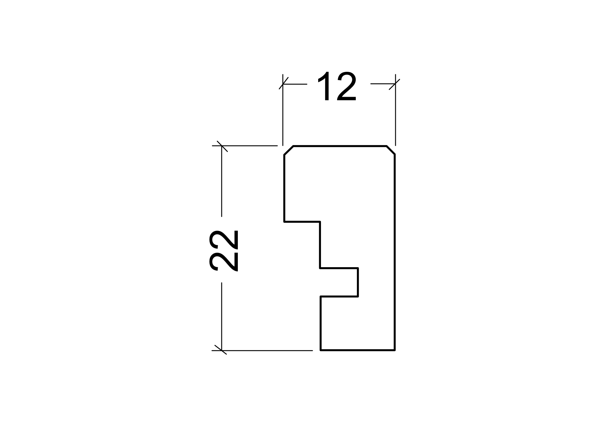 Les dimensions du profilé du cadre A1 en bois d'ayous blanc sont de 12x22 mm.