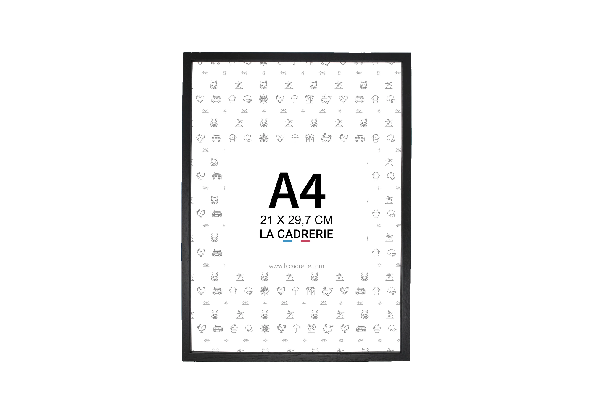 Cadre photo en bois d'ayous de couleur noire pour encadrer vos photos et posters de dimensions A4 -  21x29,7 cm