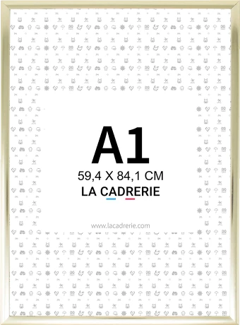 Découvrez notre élégant cadre A1 en aluminium doré idéal pour sublimer posters et affiches. Ce cadre photo A1, au design moderne, rehausse votre décoration intérieure, ajoutant une touche sophistiquée à tout espace.