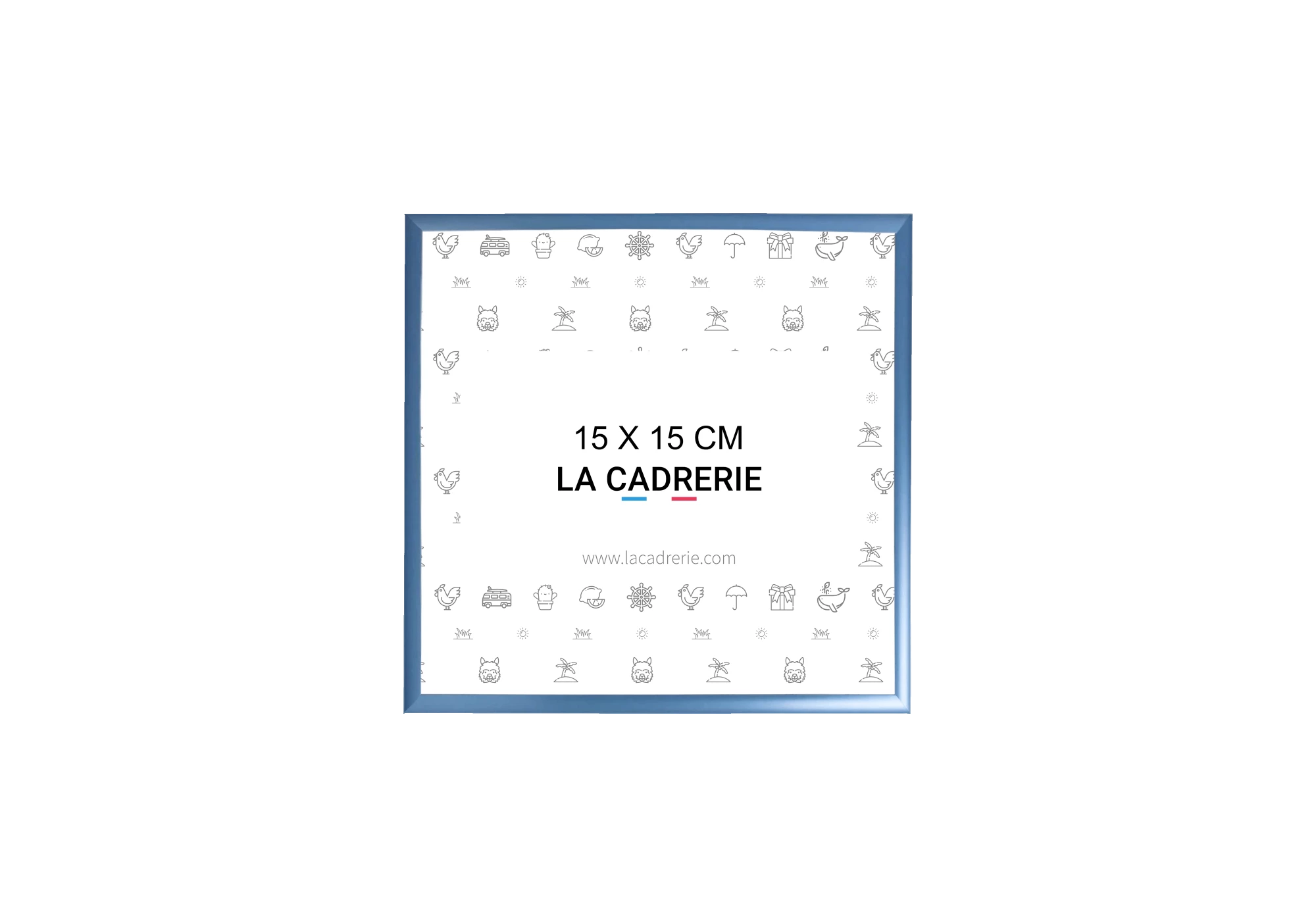 Cadre en aluminium bleu idéal pour encadrer vos photos et posters de dimensions 15x15 cm.