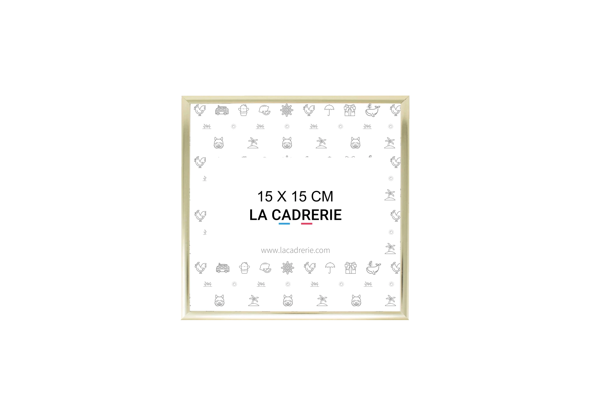 Cadre en aluminium dore idéal pour encadrer vos photos et posters de dimensions 15x15 cm.