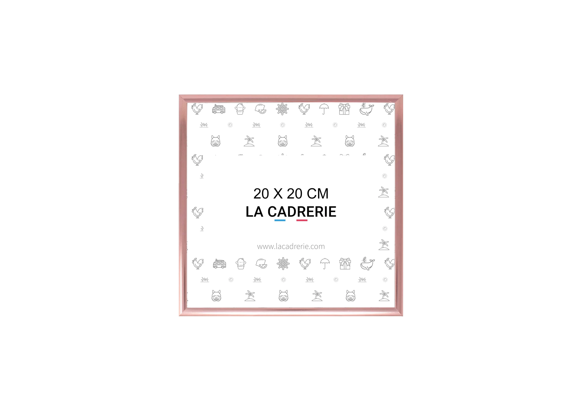 Cadre en aluminium rose idéal pour encadrer vos photos et posters de dimensions 20x20 cm.