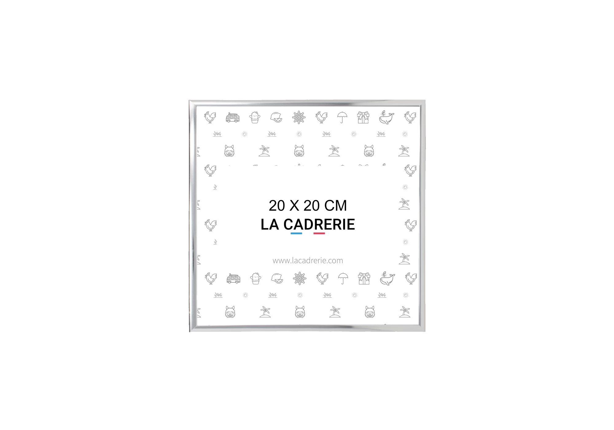 Cadre en aluminium argenté idéal pour encadrer vos photos et posters de dimensions 20x20 cm.