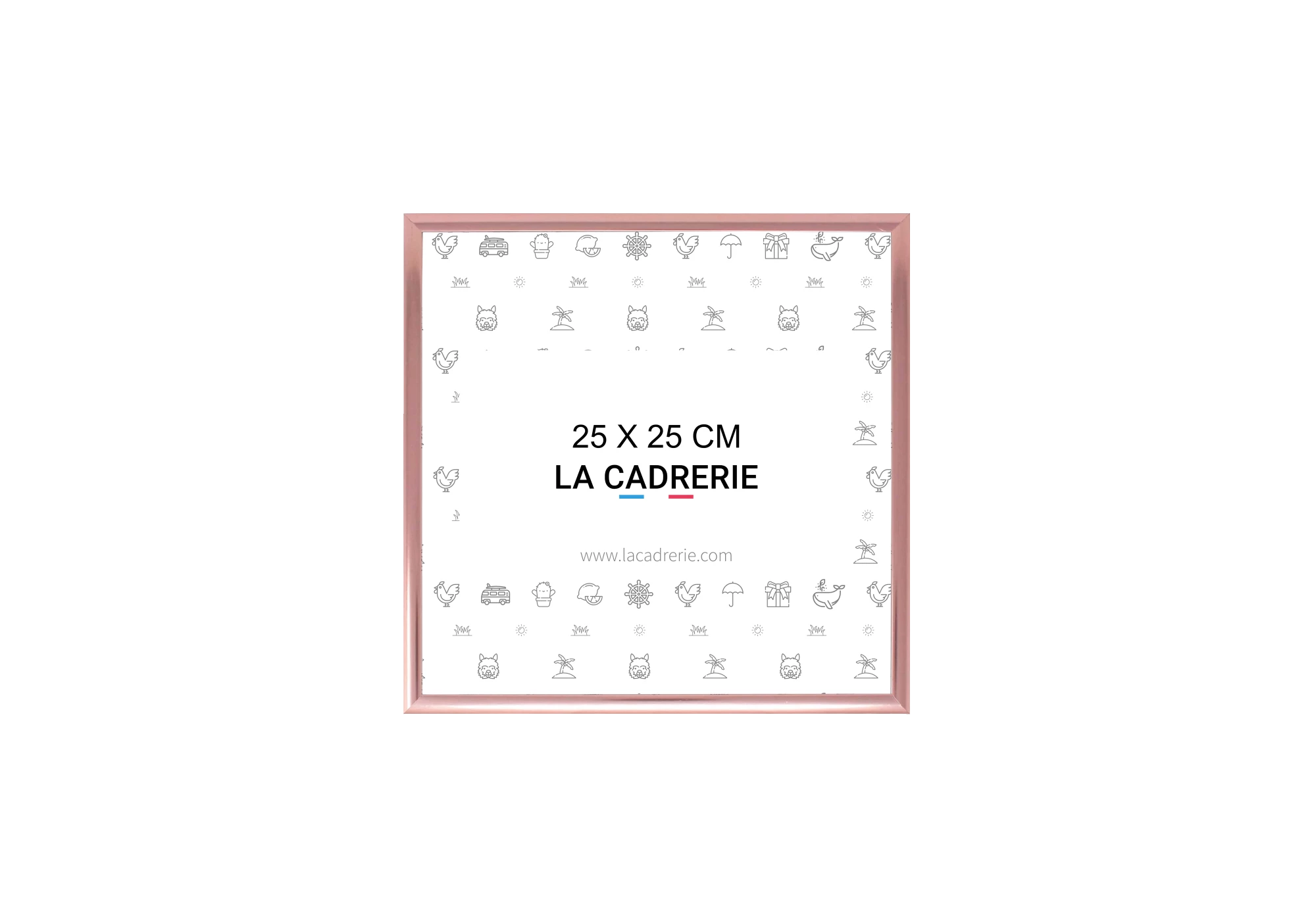 Cadre en aluminium rose idéal pour encadrer vos photos et posters de dimensions 25x25 cm.