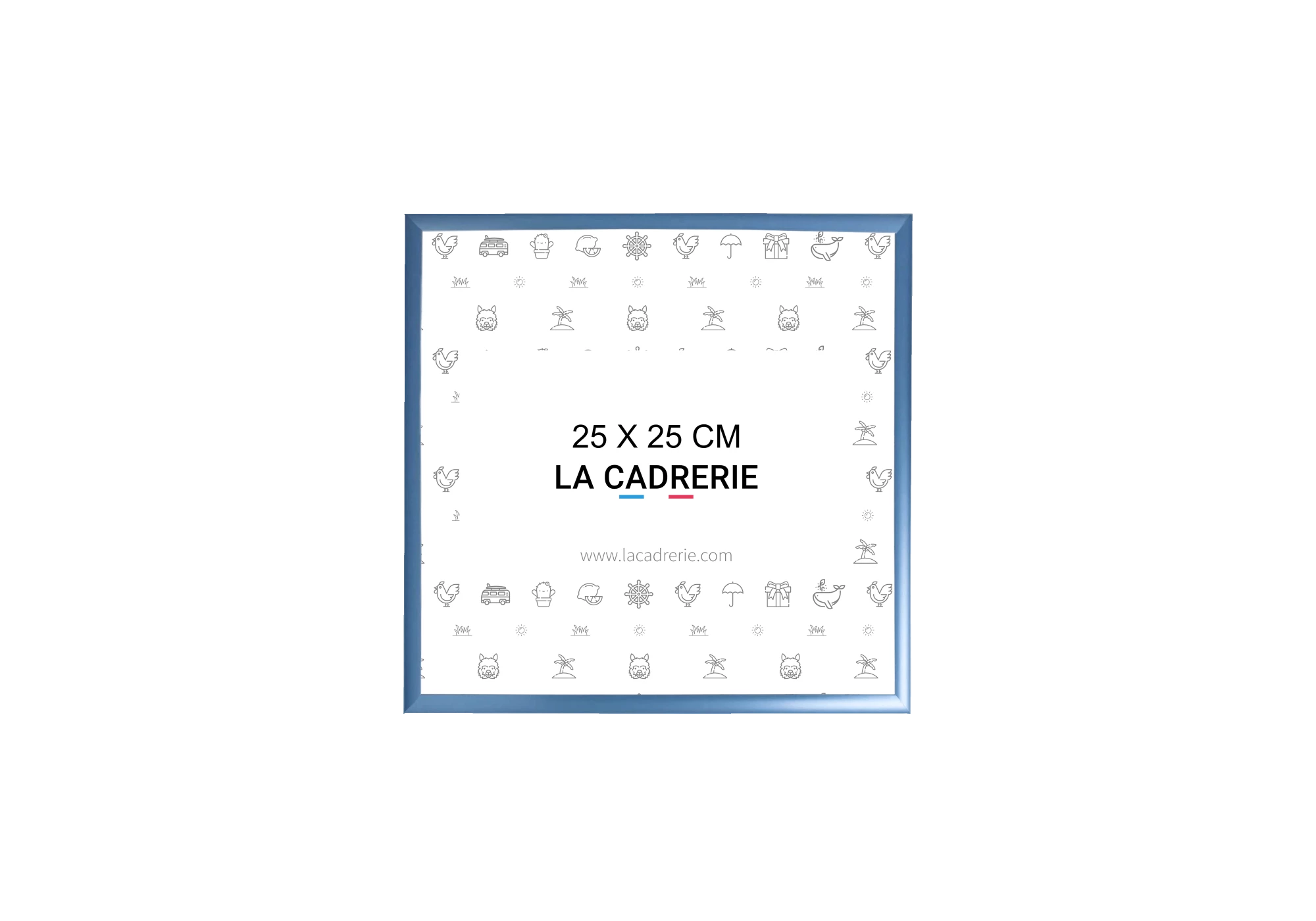 Cadre en aluminium bleu idéal pour encadrer vos photos et posters de dimensions 25x25 cm.