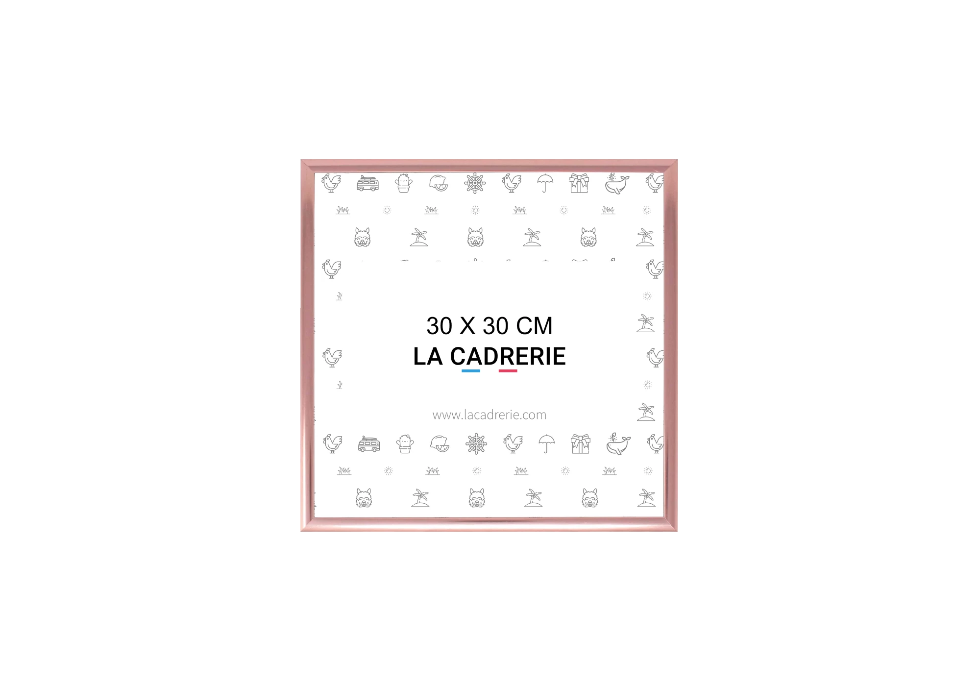 Cadre en aluminium rose idéal pour encadrer vos photos et posters de dimensions 30x30 cm.