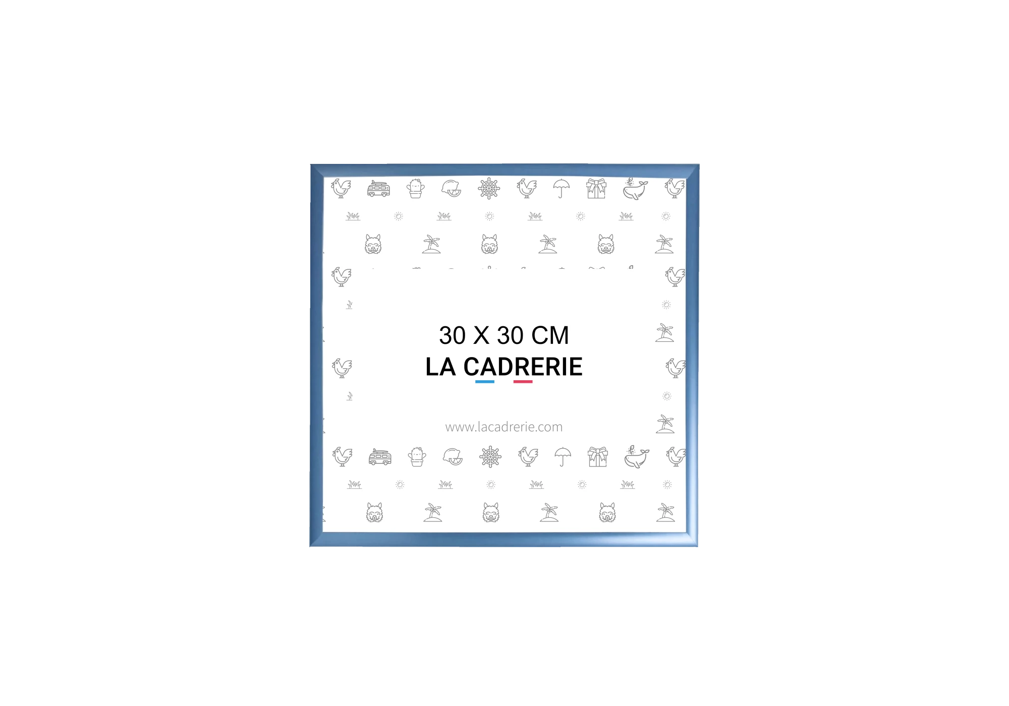 Cadre en aluminium bleu idéal pour encadrer vos photos et posters de dimensions 30x30 cm.