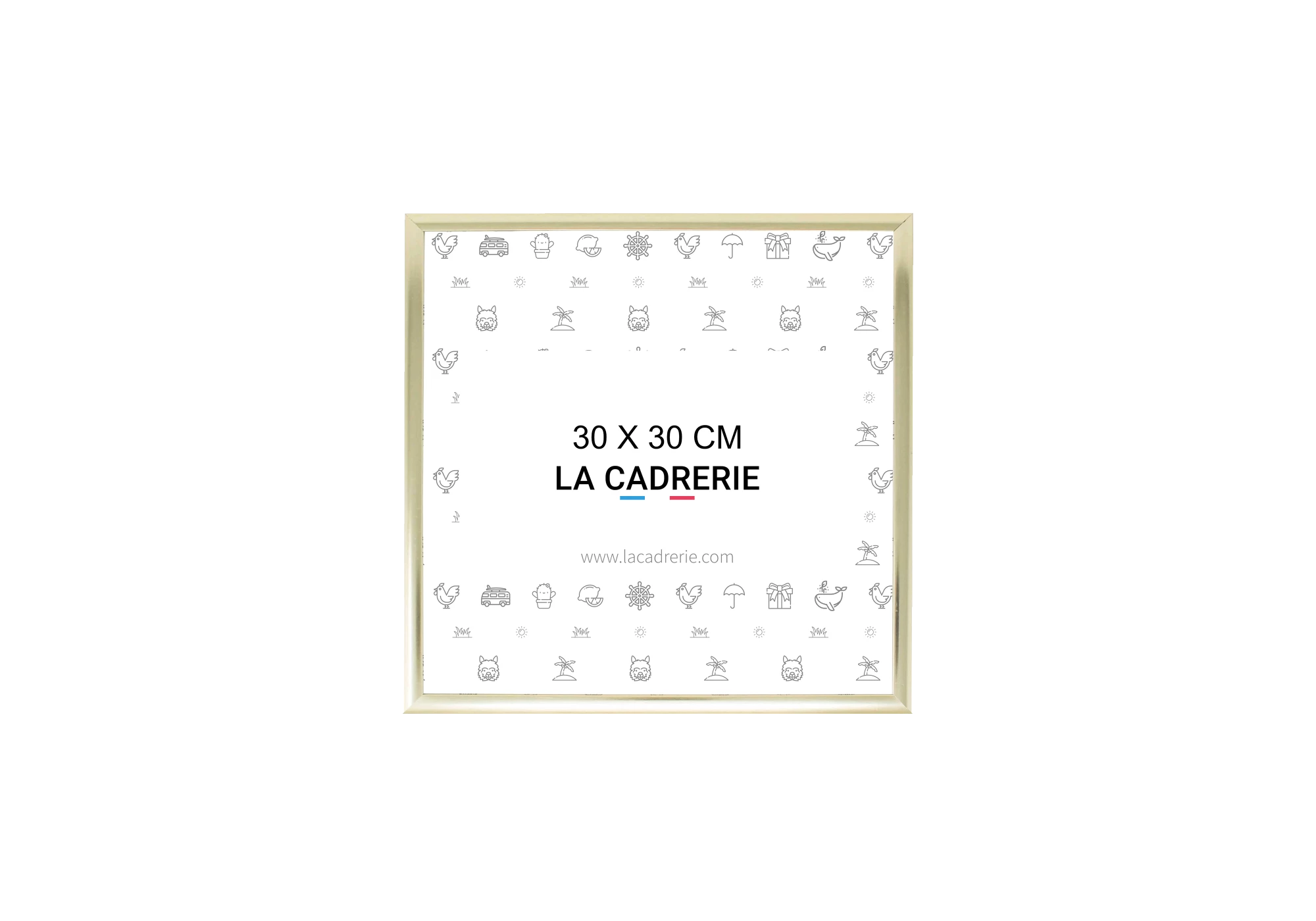 Cadre en aluminium dore idéal pour encadrer vos photos et posters de dimensions 30x30 cm.