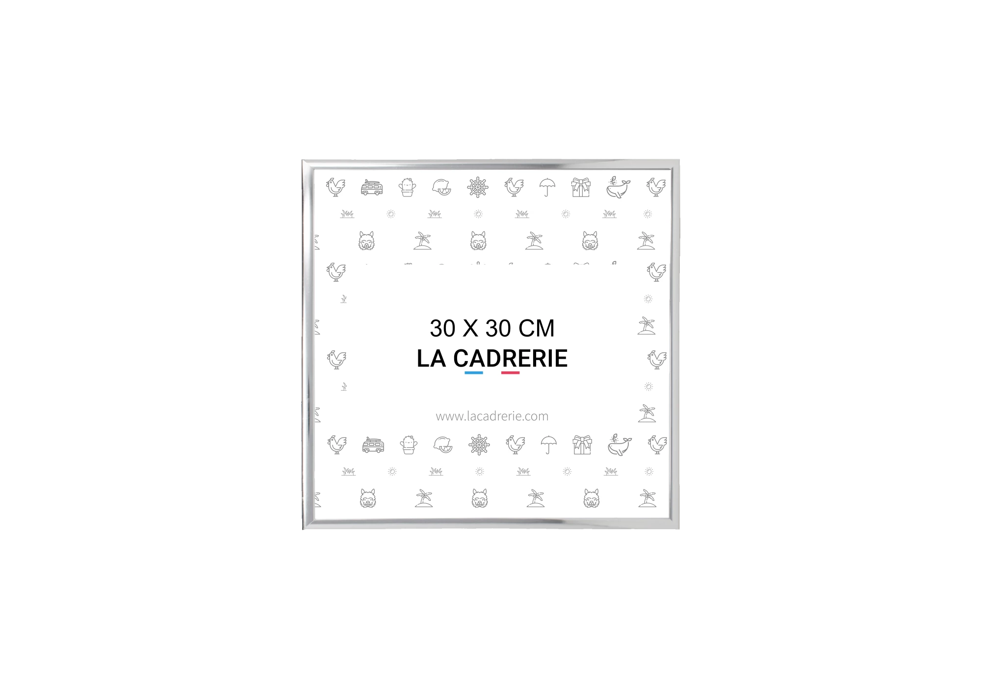 Cadre en aluminium argenté idéal pour encadrer vos photos et posters de dimensions 30x30 cm.