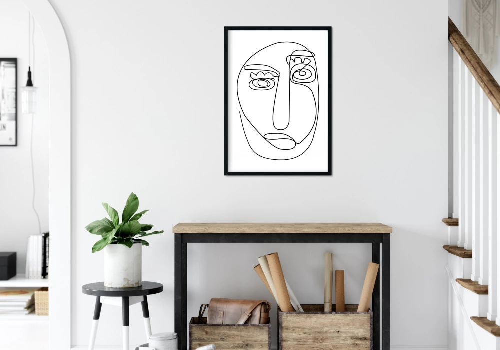 poster visage en line art