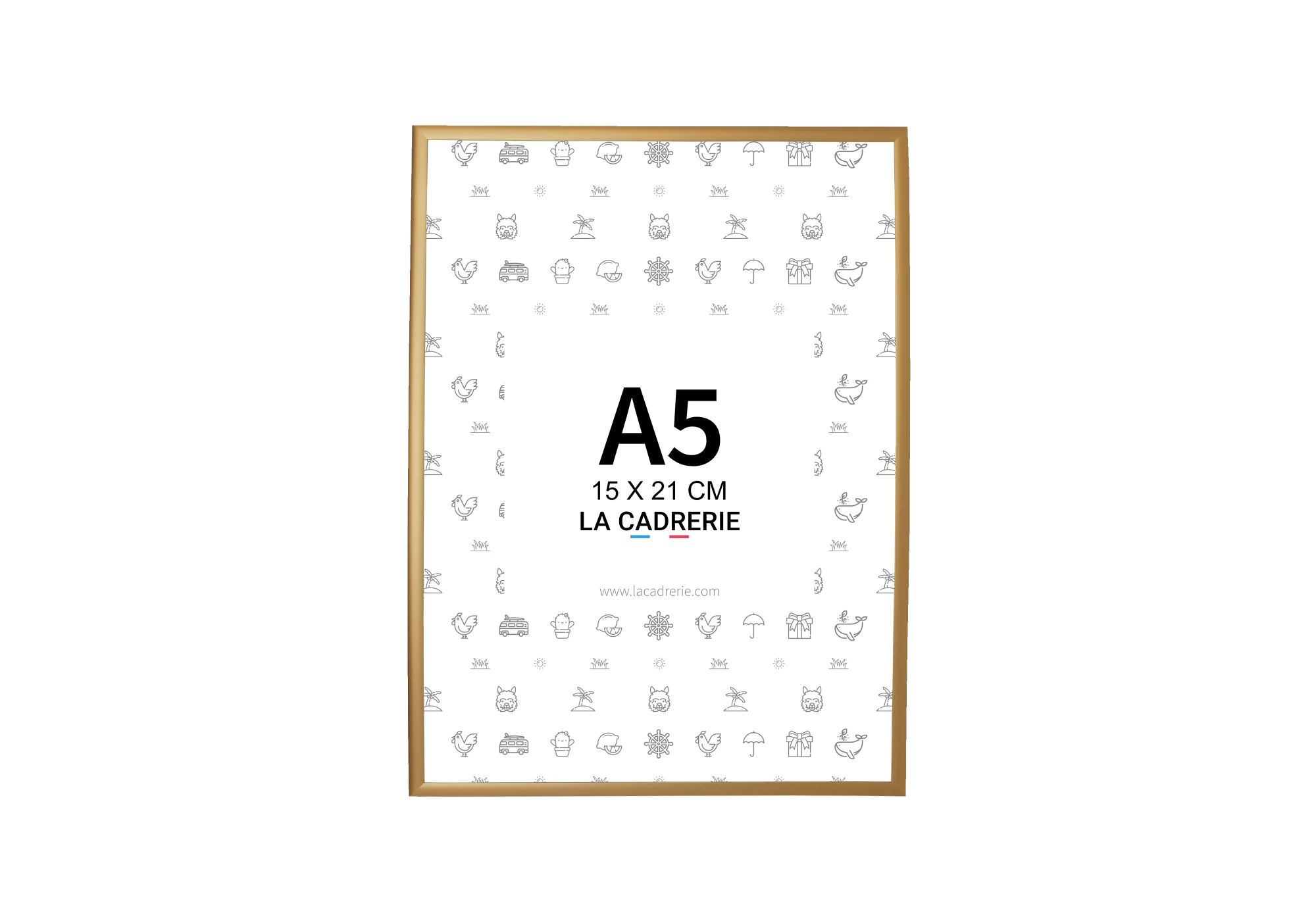 Cadre en aluminium doré cuivré mat idéal pour encadrer vos photos et posters de dimensions 15x21 cm.