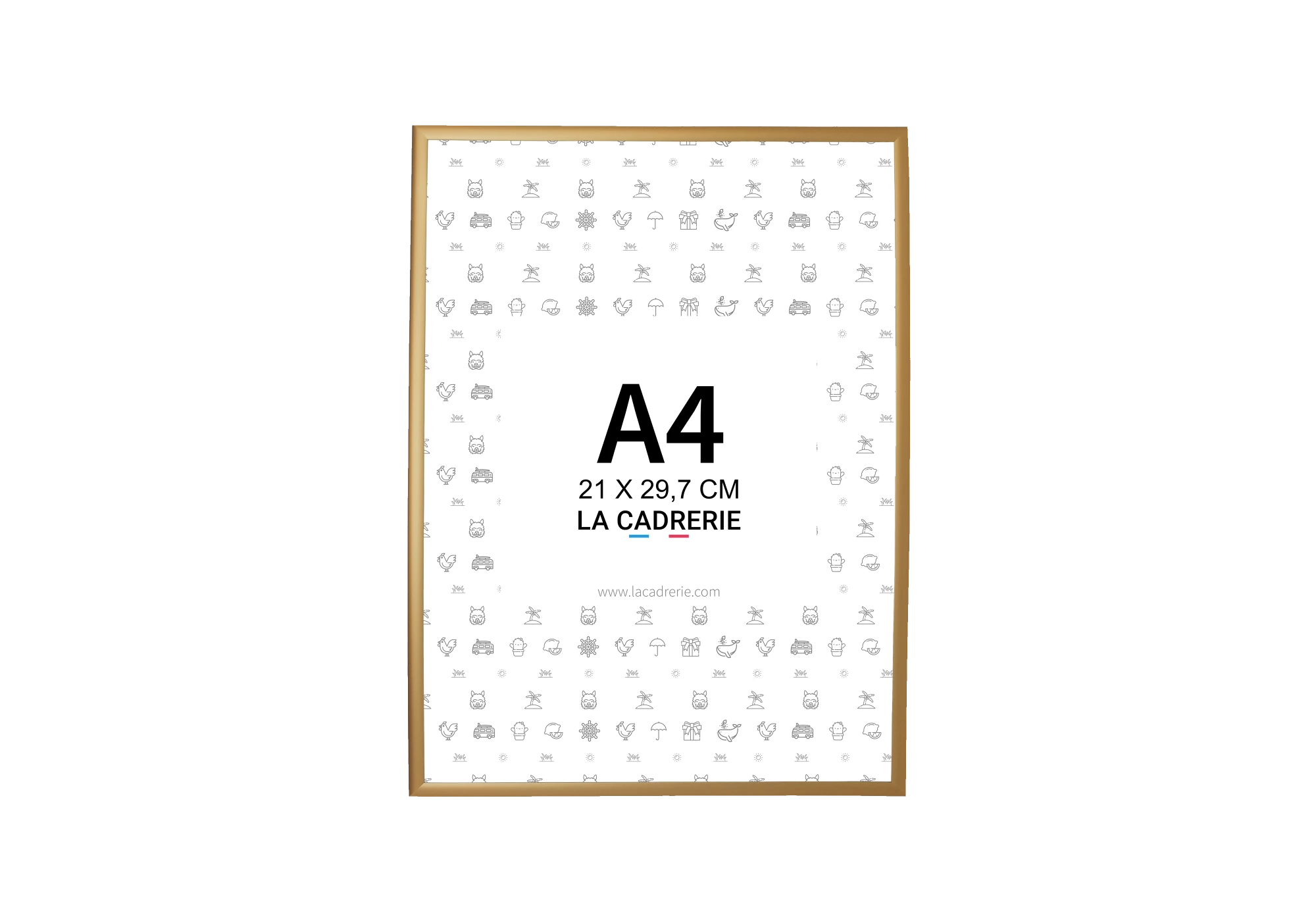 Cadre en aluminium or cuivre mat idéal pour encadrer vos photos et posters de dimensions 21x29,7 cm.