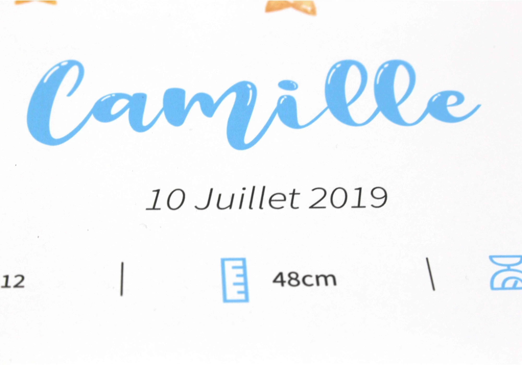 Personnalisation du nom, poids, taille, date