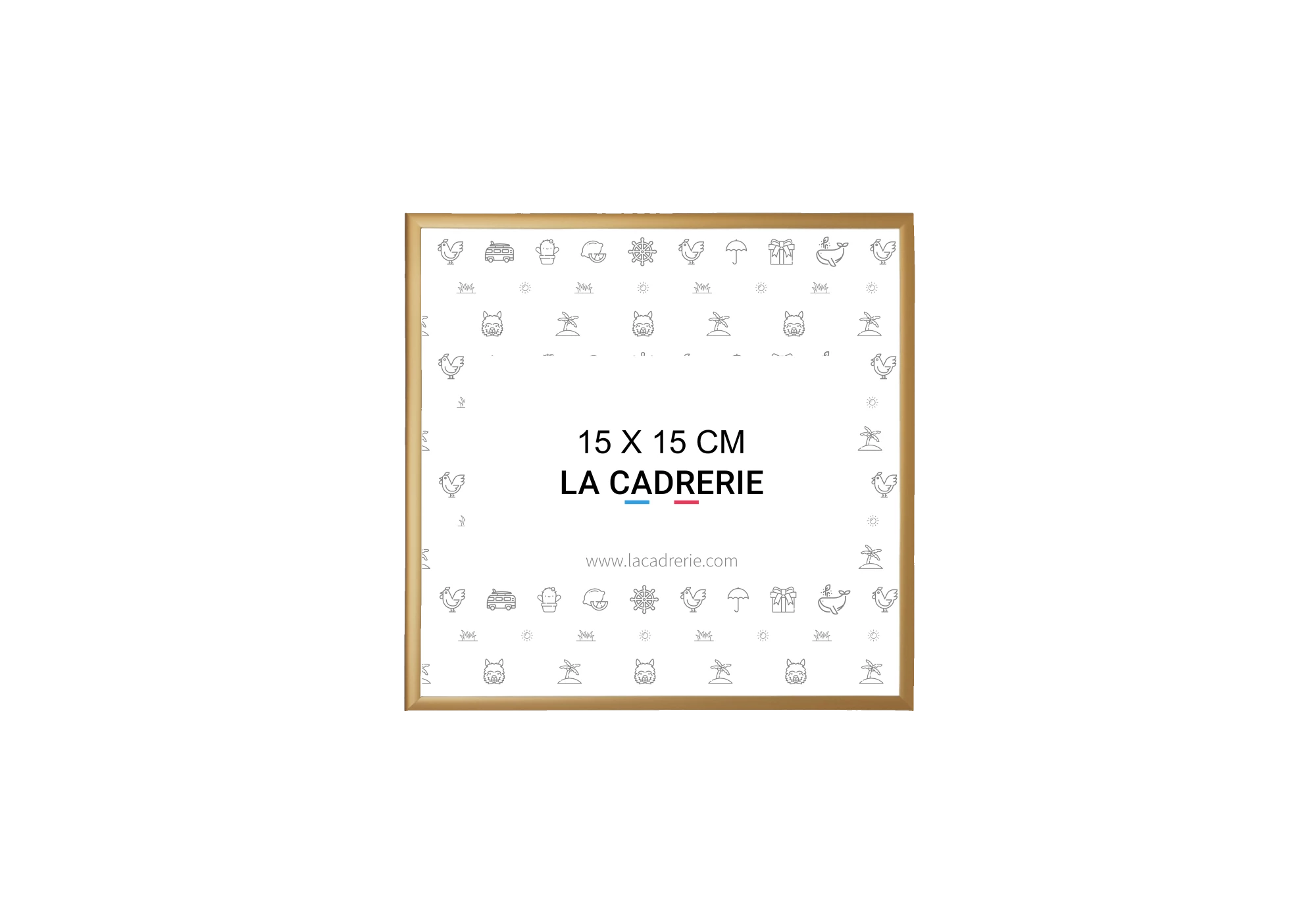 Cadre en aluminium or cuivré mat idéal pour encadrer vos photos et posters de dimensions 15x15 cm.