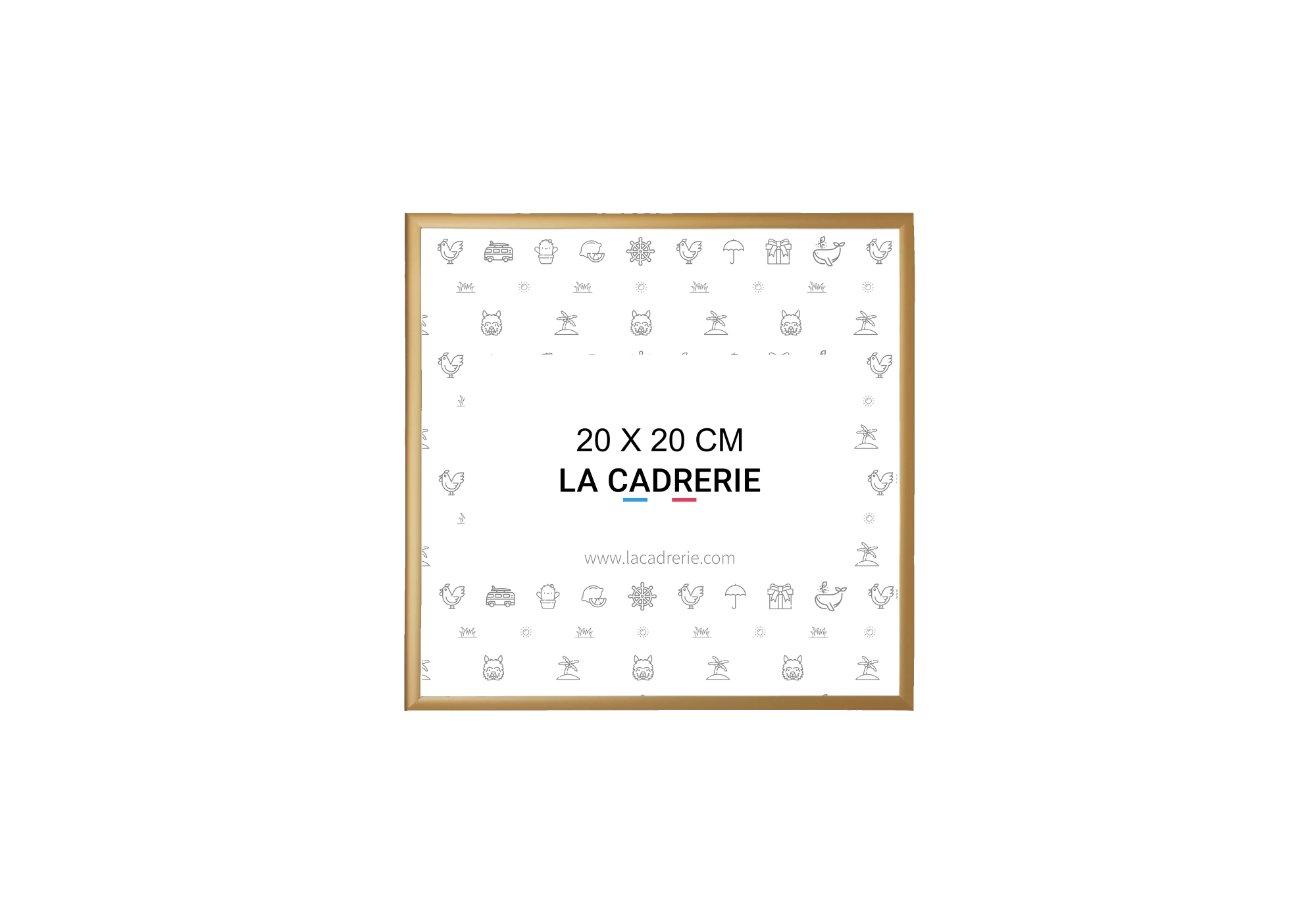 Cadre en aluminium or cuivré mat idéal pour encadrer vos photos et posters de dimensions 20x20 cm.