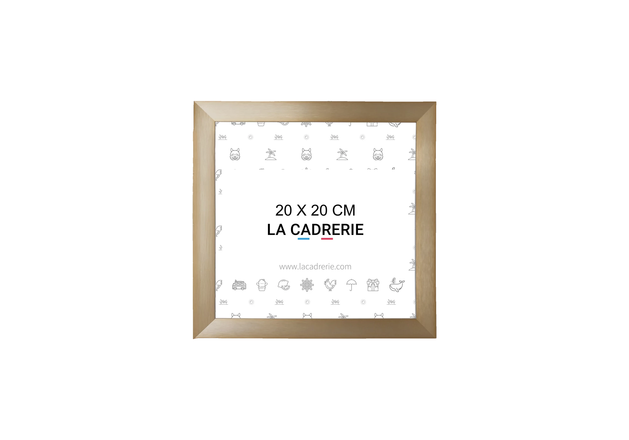 Cadre en aluminium champagne intense idéal pour encadrer vos photos et posters de dimensions 20x20 cm.
